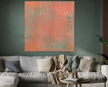 Orange, rot, grau. 70er Jahre abstrakte Retro-Stil Muster in lebendigen Farben von Dina Dankers