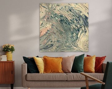 Reflecties. 70s abstract patroon in retrostijl in pastelkleuren I van Dina Dankers