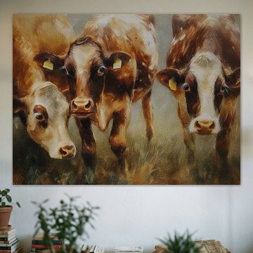 de curieuses vaches à fourrure rouge