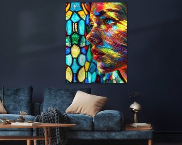 Spectrum Profile - Buntes Impasto Frau Ölgemälde von Ramy Salah Hefny