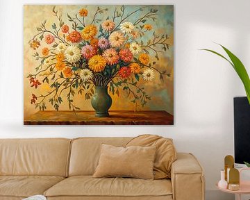 Goldener Blumenstrauß auf dem Tisch