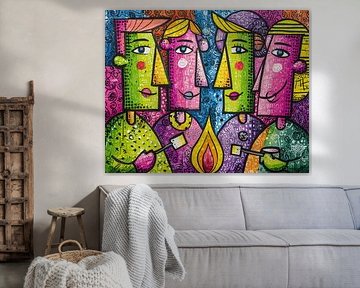 Rund um das gemütliche Feuer von ARTEO Gemälde