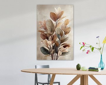 Elegante Blätter in erdigen Farbtönen von ARTEO Gemälde