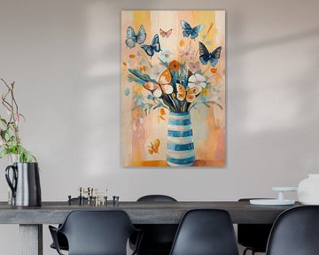 Garten Schmetterlinge | Fröhliche Gartenmalerei von Blickfänger Gemälde