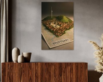 Stuttgart City &amp ; Vineyards Miniature Art - Décoration de la région souabe sur Travel Shop