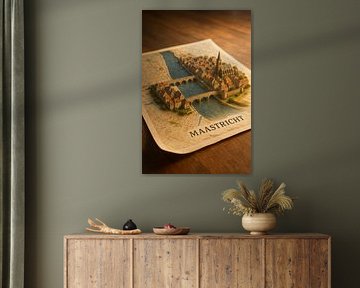 Maastricht Old Bridge & Basilica 3D Map – Vintage Limburg Wall Art by Travel Shop