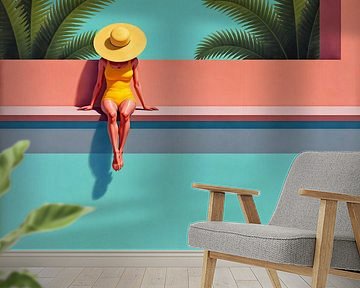 Sereniteit bij zonovergoten zwembad