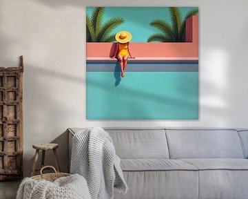 Sereniteit bij zonovergoten zwembad