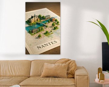 Stad Nantes & Diorama van de rivier - Scenic Green City Poster