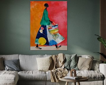 Sunset Shopper, kleurrijk portret van Carla Van Iersel