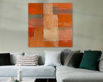 Modernes abstraktes Impasto. Geometrie in warmen erdigen Farben