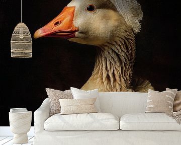 Elegantes Gänseporträt im Renaissance-Stil mit historischem Kragen