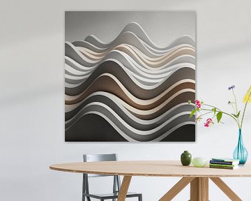 Greige Minimalist Sound Wave Art (art de la vague sonore) sur maulana risyad