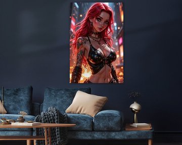 RAVENYA: Sexy Anime Rockerin in der nächtlichen Stadt