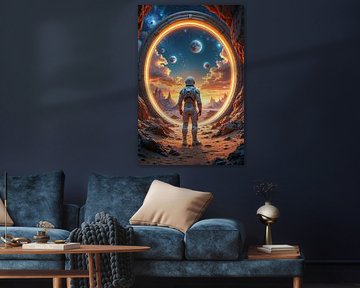 ASTRAYON: Astronaut vor einem leuchtenden Stargate