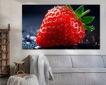 Gedetailleerde close-up van een verse aardbei van Mustafa Kurnaz