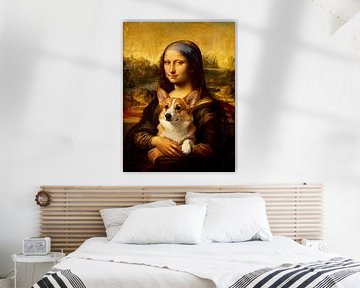 Mona Lisa avec chien Corgi sur FRESH Fine Art