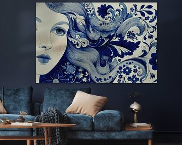 Blaues Haar | Blaue Frau von Kunst Laune