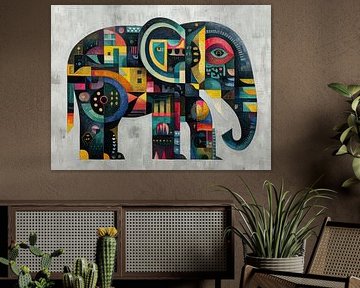 Abstrakter Elefant in lebhaften Farben von Thea