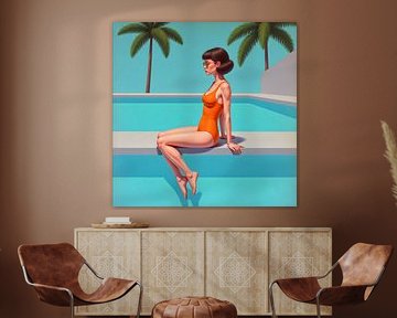 Retro-Pool-Glück mit Palmen von Jan Keteleer