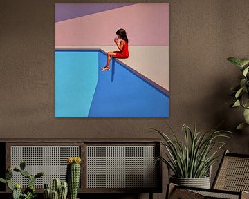 Gelassenheit am Pool in kräftigen Farben von Jan Keteleer