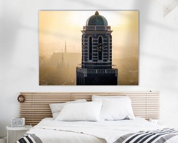 The Peperbus in morning mist over Zwolle by Thomas Bartelds