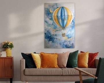 Montgolfière sous les étoiles - Peinture de rêve sur Dessins et peintures de Peter Pen