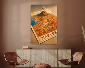 Napels Mount Vesuvius 3D Kaart - Zuid-Italië landschapskunst