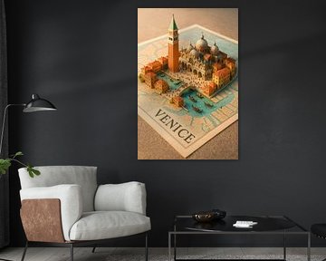 Venedig Markusplatz 3D Diorama - Grand Canal Karte Kunst von Travel Shop