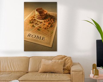 Rome Colosseum 3D Kaart Kunst - Oude Geschiedenis Muurdecoratie