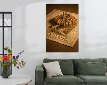 Toledo Alcázar & Kathedrale 3D Karte - Mittelalterliche Stadt Wandkunst von Travel Shop