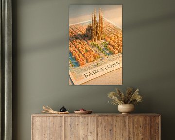 Barcelona Sagrada Familia 3D Diorama - Gaudí Architectuur Muurkunst