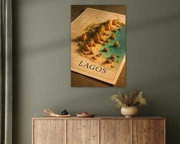 Lagos Ponta da Piedade 3D Kaart - Algarve Strand Muur Art van Travel Shop