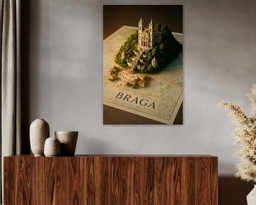 Braga Bom Jesus Heiligdom 3D Kaart - Historische Trap Muur Kunst