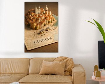 Lissabon Alfama District Diorama - Alfama & Tram 28 Reisposter