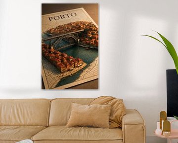 Diorama du district de Porto Ribeira - Portugal Wine Region Print sur Travel Shop