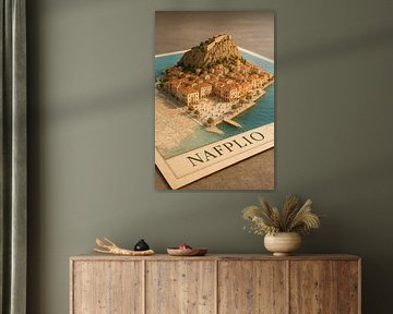 Nafplio Coastal Town Diorama – Romantic Greece Poster by Travel Shop