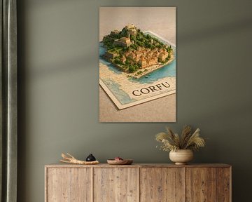 Corfu Old Fortress 3D Map – Ionian Island Wall Decor by Travel Shop