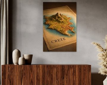 Crete Island 3D Map – Knossos & Landscape Wall Art by Travel Shop