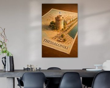Thessaloniki White Tower 3D Map – Macedonian City Wall Art by Travel Shop