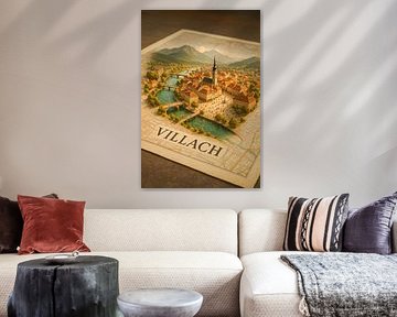 Villach Old Town & Drau River 3D Map – Scenic Austria Wall Art by Travel Shop