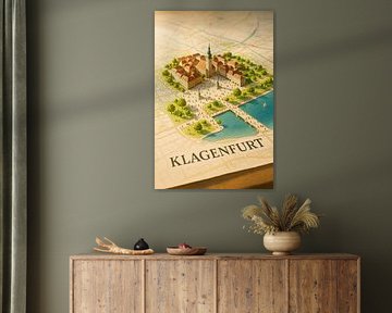 Klagenfurt Lindwurm &amp ; Old Town 3D Map - Carinthia Wall Art sur Travel Shop