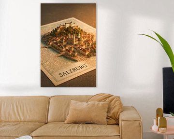 Carte 3D de la forteresse de Salzbourg Hohensalzburg - Art mural de la ville de Mozart sur Travel Shop