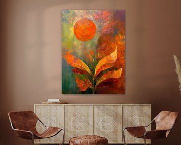 Abstrakte farbenfrohe botanische Kunst: Warme Erdtöne 2