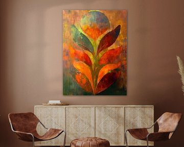 Abstrakte farbenfrohe botanische Kunst: Warme Erdtöne 1