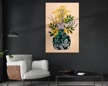 Wilde bloemen in groen Keramiek no.1