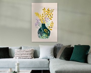 Wilde bloemen in groen Keramiek no.2