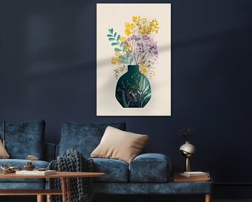 Wilde bloemen in groen Keramiek no.3