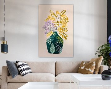 Wilde bloemen in groen Keramiek no.4