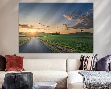 Sunset landscape in Maremma. Road and Rolling Hills by Stefano Orazzini